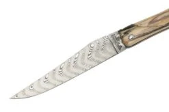 Laguiole En Aubrac Le Perlé 12 Cm L0512WA6J3DB Balbach Damast Full Handle Beech Wood -Knife Haven Sales AUL0512WA6J3DB 03 laguioleaubrac