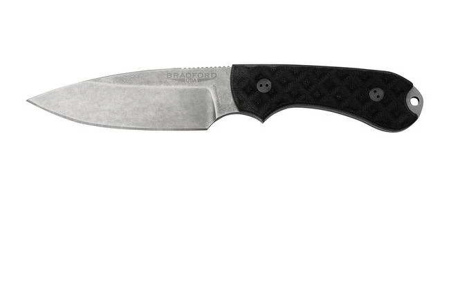 Bradford Knives Guardian 3, 3S-001-MC, Textured Black G-10, CPM-Magnacut, Sabre Grind, Stonewash Finish, Fixed Knife 3 Bradford Knives Guardian 3, 3S-001-MC, Textured Black G-10, CPM-Magnacut, Sabre Grind, Stonewash Finish, Fixed Knife