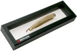 Böker Manufaktur Damascus Horn Straight Razor 140524DAM -Knife Haven Sales BO140524DAM 07 boker