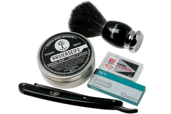 Böker Barberette Black 140901SET Gist Set, Shavette 3 Böker Barberette Black 140901SET Gist Set, Shavette