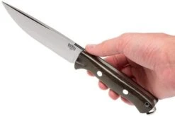 Bark River Bravo Vortex A2 Jimped, Green Canvas Micarta, Brown Sheath -Knife Haven Sales BRK07 117FMGRC JI 06 bark river brk07 117fmgrc ji 06