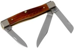 Case Medium Stockman Pocket Worn Harvest Orange Bone, Corn Cob Jig, 17003, 63032 SS Pocket Knife -Knife Haven Sales CE17003 02 case