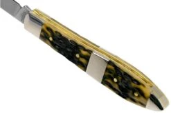 Case Tear Drop, Tang Stamp Series, Peach Seed Jig, Olive Green Bone 21510, TB61028 SS Pocket Knife -Knife Haven Sales CE21510 05 case
