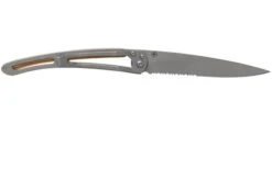 Deejo Wood One-Hand 37g Deer, Juniper Wood 1CB000546 Serrated Pocket Knife -Knife Haven Sales DJ1CB000546 02 deejo
