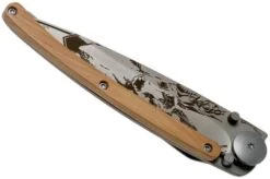 Deejo Wood One-Hand 37g Deer, Juniper Wood 1CB000546 Serrated Pocket Knife -Knife Haven Sales DJ1CB000546 04 deejo