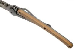 Deejo Wood One-Hand 37g Deer, Juniper Wood 1CB000546 Serrated Pocket Knife -Knife Haven Sales DJ1CB000546 07 deejo