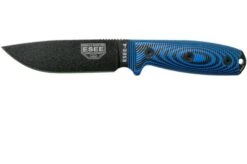 ESEE Model 4 Black Blade 3D Blue-Black G10 Survival Knife 4PB-008 Black Sheath + Belt Clip