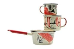 Knivesandtools Enamel Set E-SET-01, Mugs 8 Cm, 10 Cm & Saucepan 14 Cm, Enamel Crockery -Knife Haven Sales KT E SET 01 02 kato
