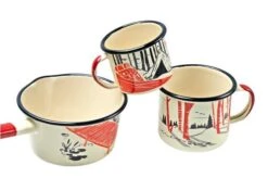 Knivesandtools Enamel Set E-SET-01, Mugs 8 Cm, 10 Cm & Saucepan 14 Cm, Enamel Crockery -Knife Haven Sales KT E SET 01 03 kato
