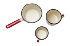 Knivesandtools Enamel Set E-SET-01, Mugs 8 Cm, 10 Cm & Saucepan 14 Cm, Enamel Crockery -Knife Haven Sales KT E SET 01 04 kato
