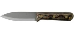 LT Wright Genesis Scandi Grind, A2, Matte Python Micarta, Leather Sheath, Bushcraft Knife