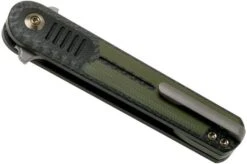 We Knife Angst 2002A Carbon Fibre, Green G10 Pocket Knife, Justin Lundquist Design -Knife Haven Sales WK2002A 04 we knife