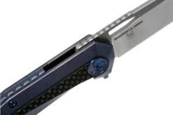 WE Knife Caliber 808A Pocket Knife, Blue Ti, CF Inlay, Satin Blade -Knife Haven Sales WK808A 06 we knife