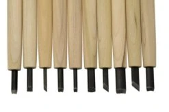 Yoshiharu W-10 Mitomoto Japanese Wood Carving Knives, Set Of 10 In Cloth Pouch -Knife Haven Sales YSH 016 03 yoshiharu